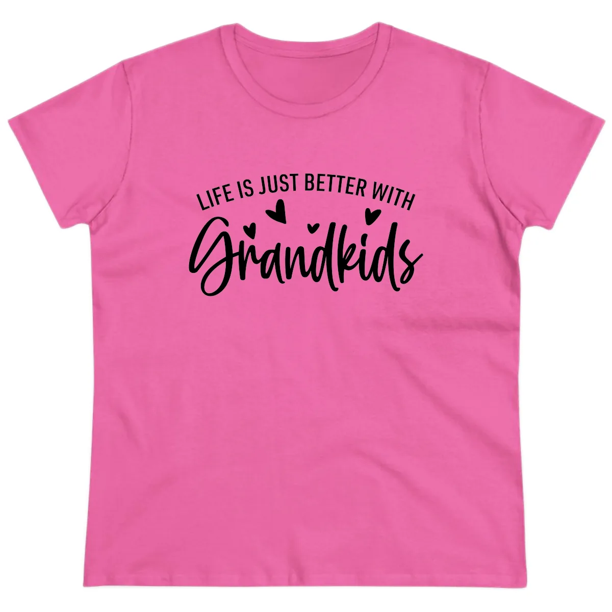Life Is Just Better With Grandkids Typography Ladies Tee in Azalea