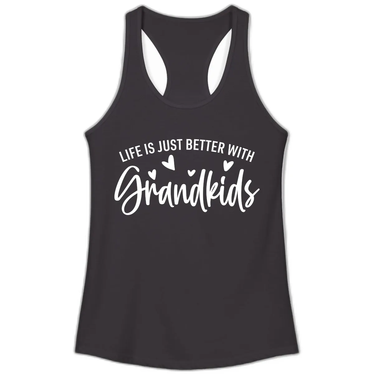 Life Is Just Better With Grandkids Typography Ladies Tank in Black