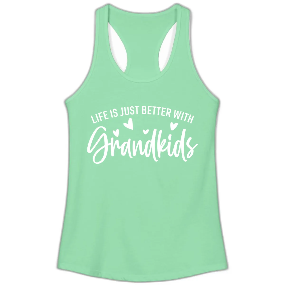 Life Is Just Better With Grandkids Typography Ladies Tank in Solid Mint