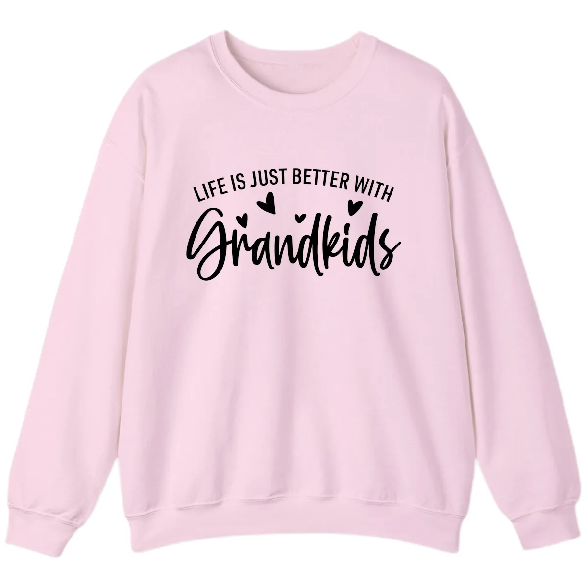Life Is Just Better With Grandkids Typography Sweatshirt in Light Pink
