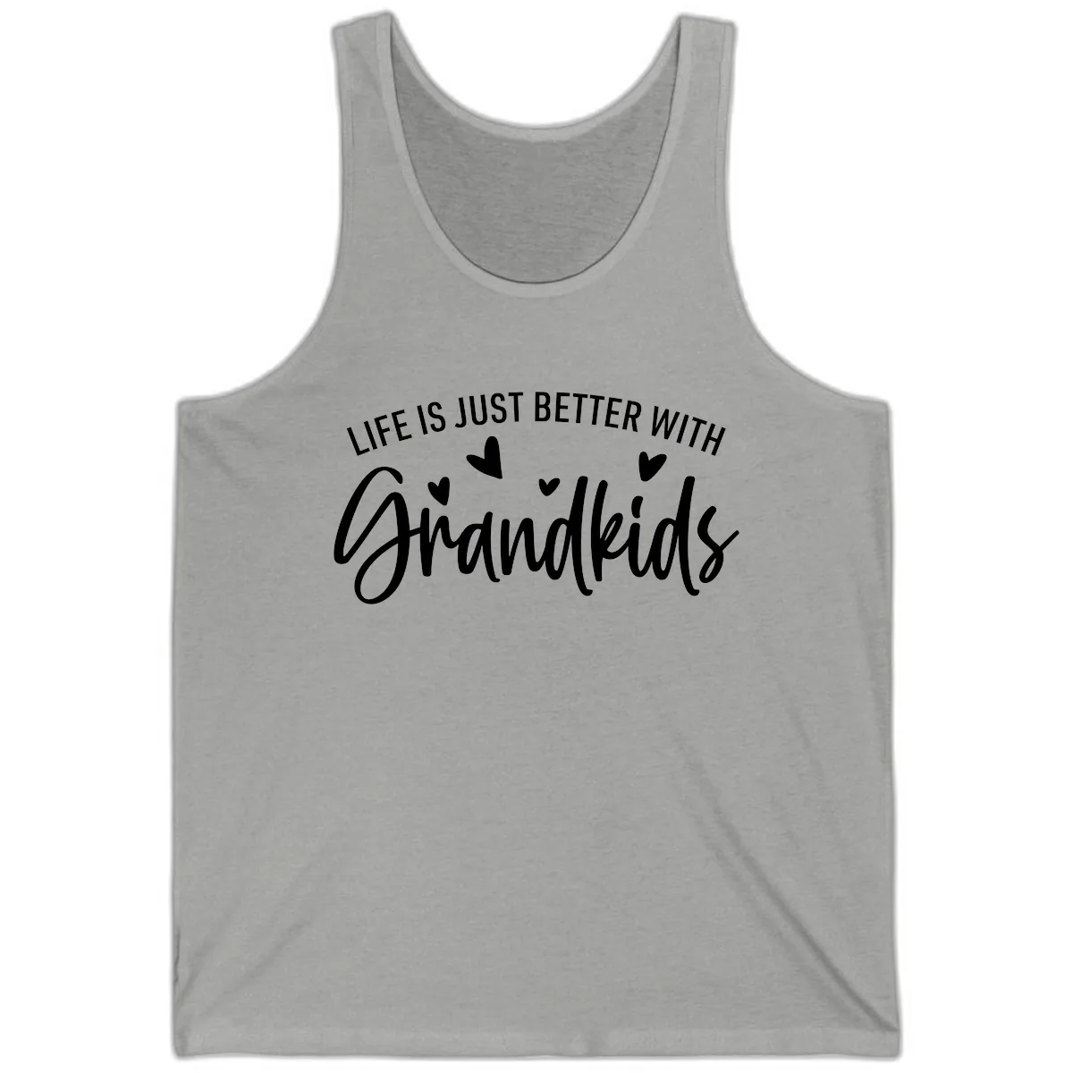 Life Is Just Better With Grandkids Typography Tank in Athletic Heather