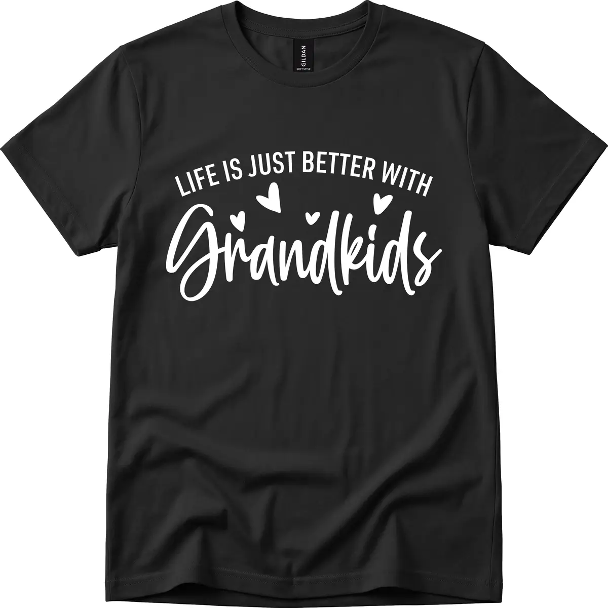 Life Is Just Better With Grandkids Typography T-Shirt in Black
