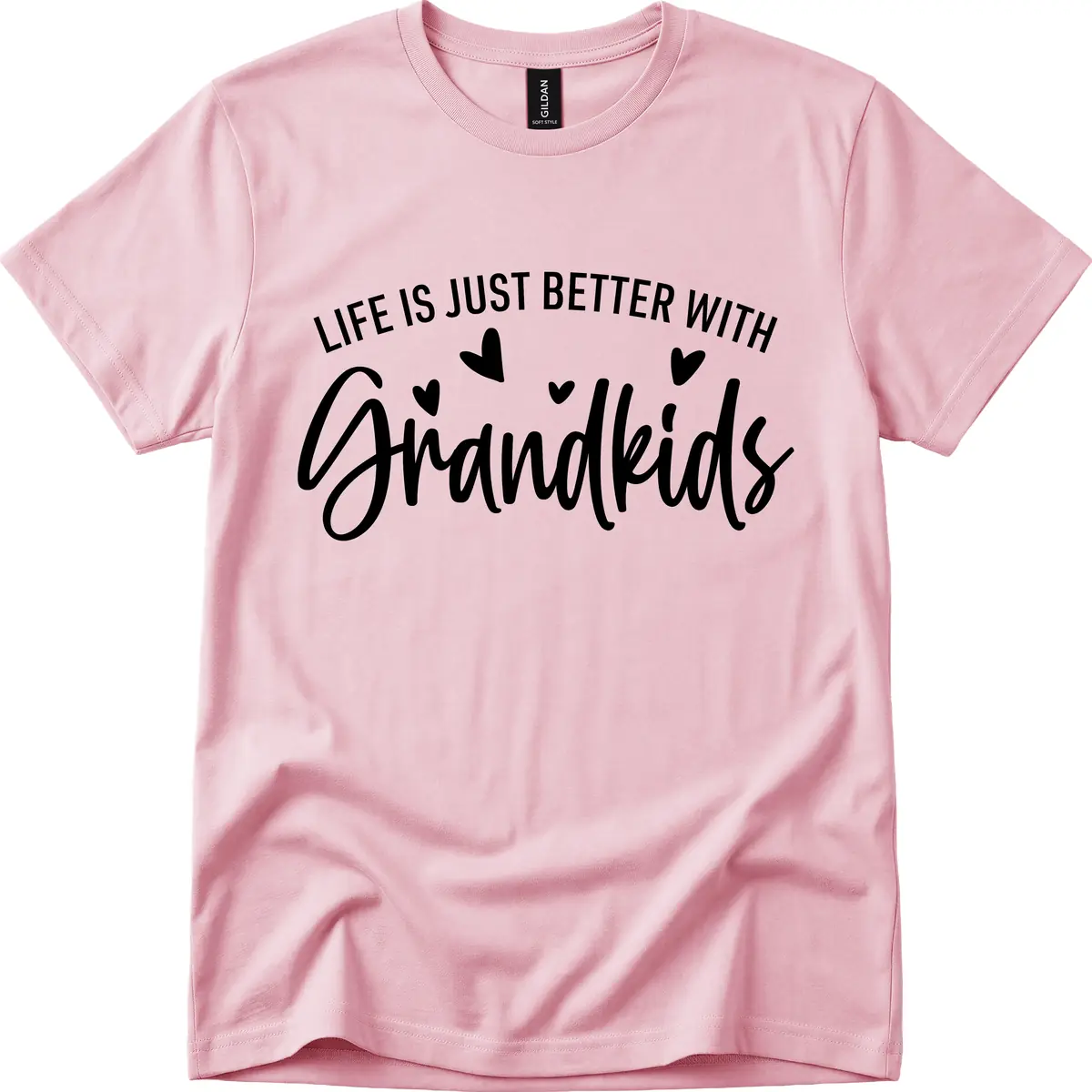 Life Is Just Better With Grandkids Typography T-Shirt in Light Pink