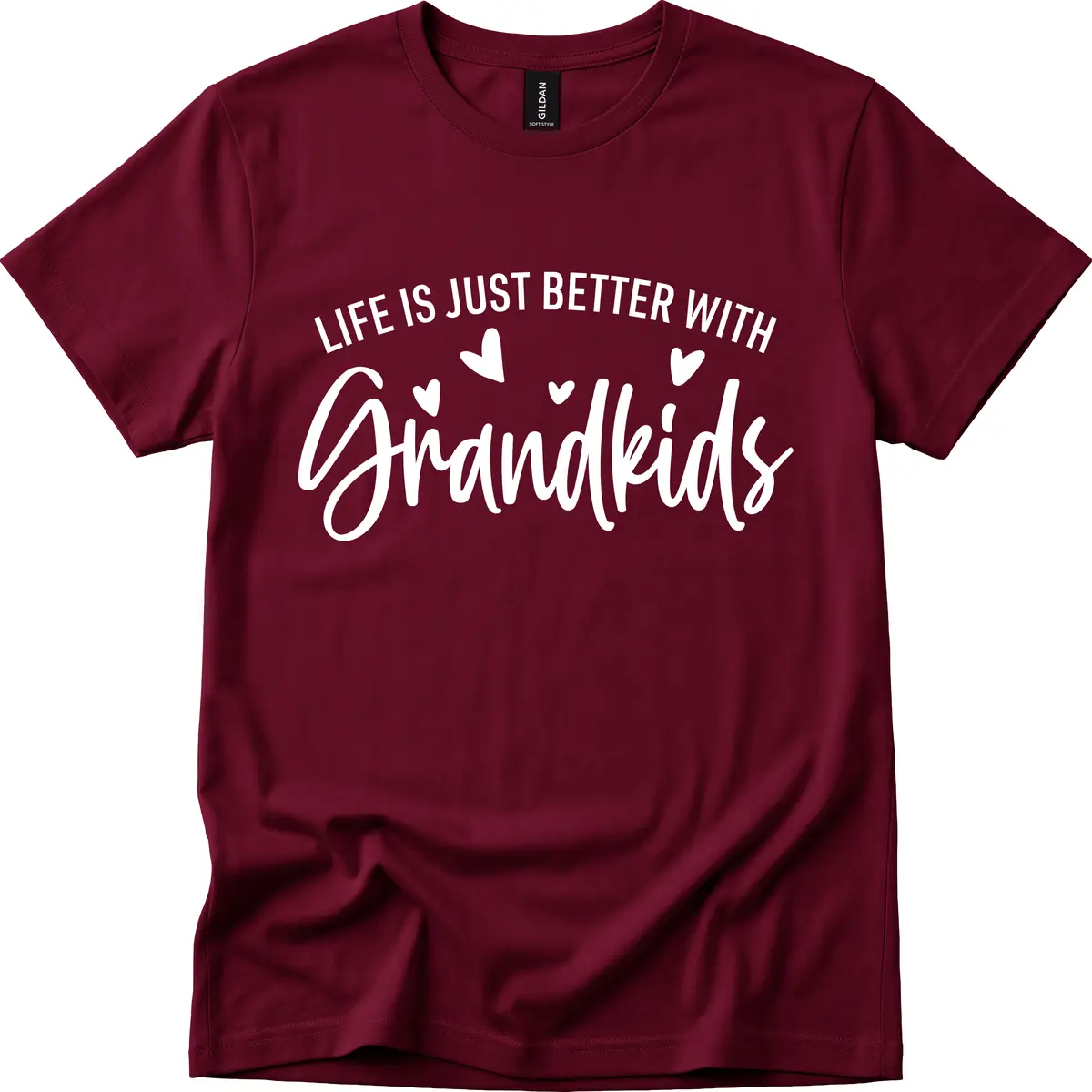 Life Is Just Better With Grandkids Typography T-Shirt in Maroon