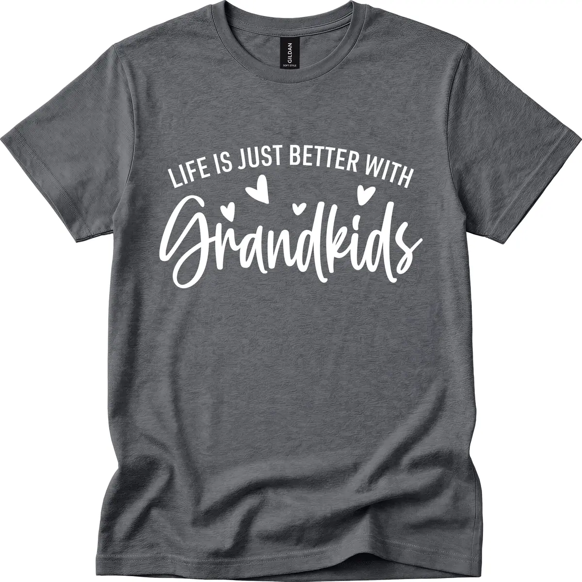 Life Is Just Better With Grandkids Typography T-Shirt in Dark Heather