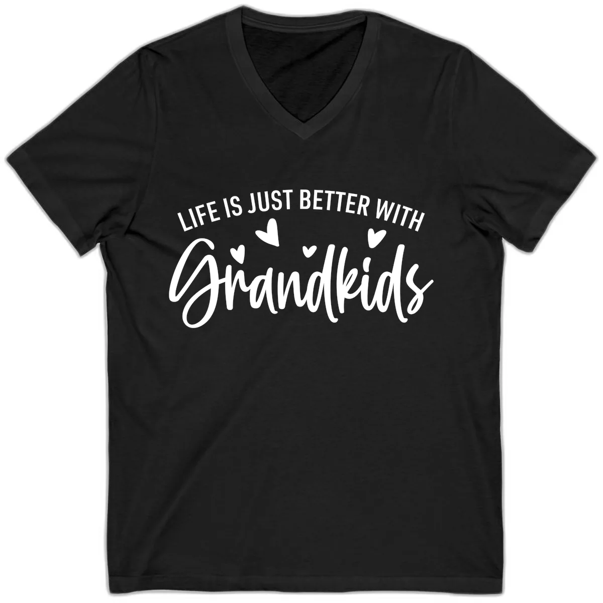 Life Is Just Better With Grandkids Typography V-Neck in Black