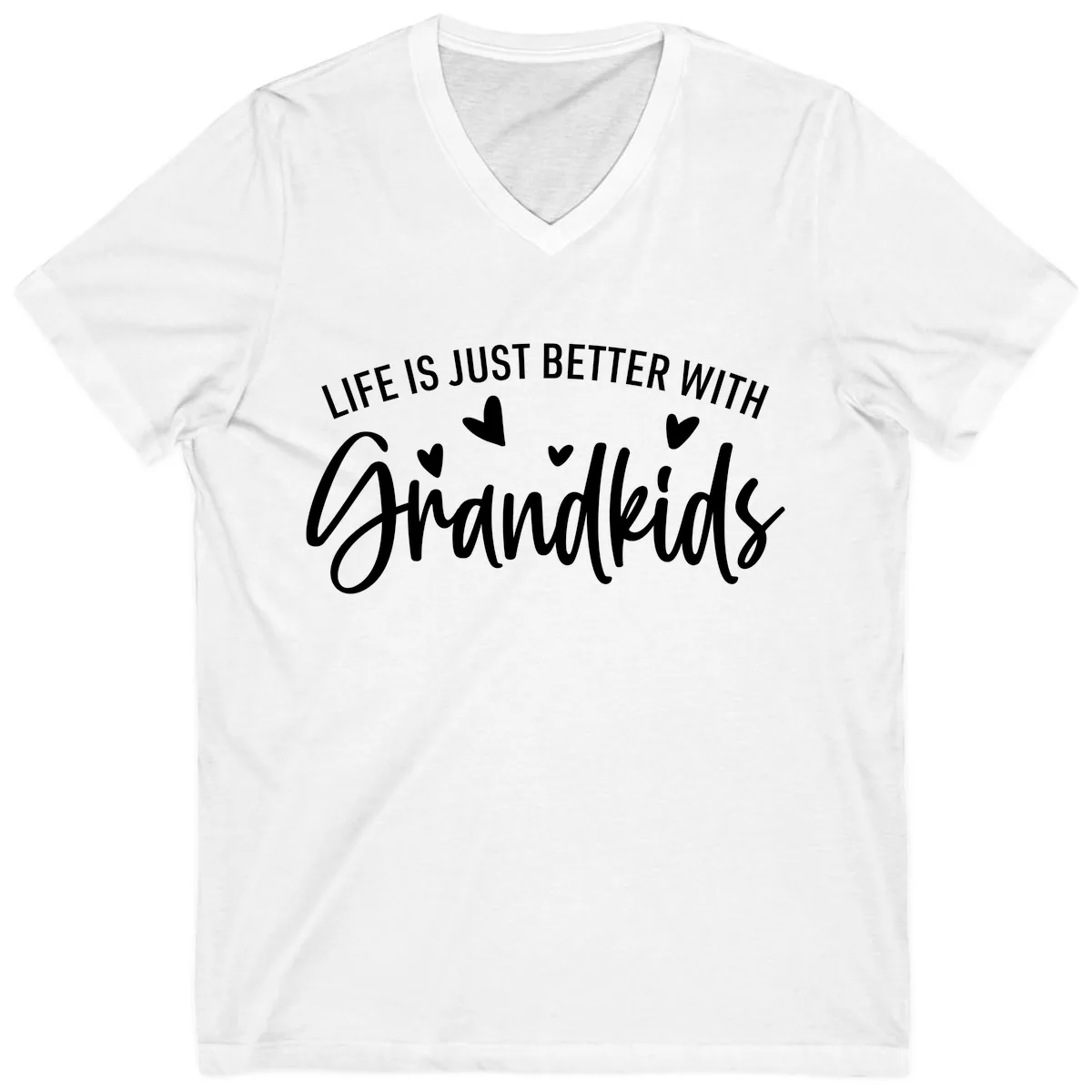 Life Is Just Better With Grandkids Typography V-Neck in White