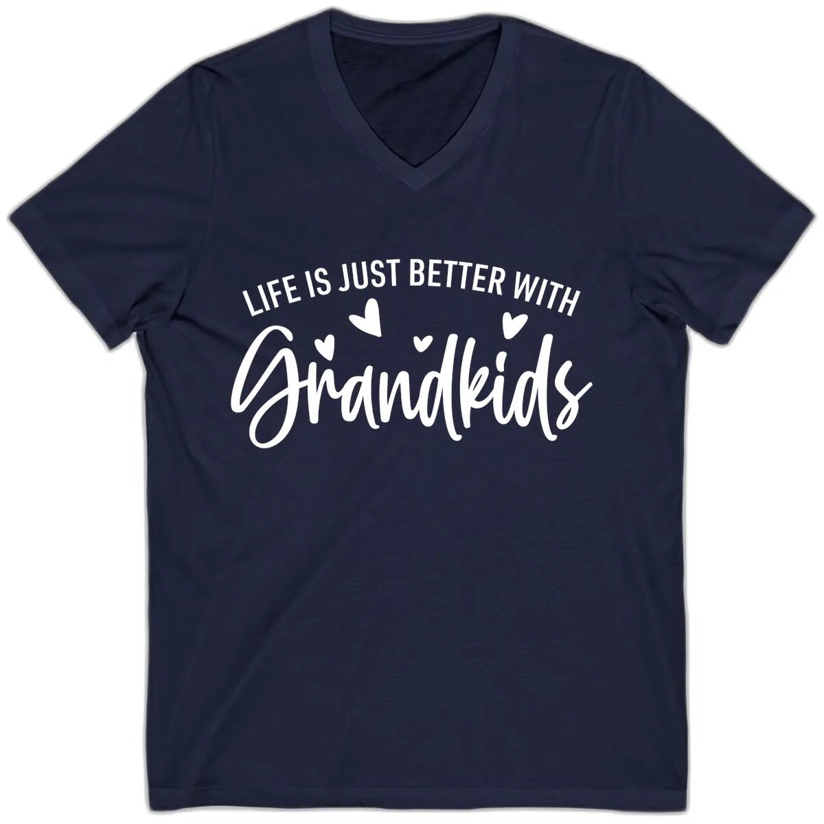 Life Is Just Better With Grandkids Typography V-Neck in Navy