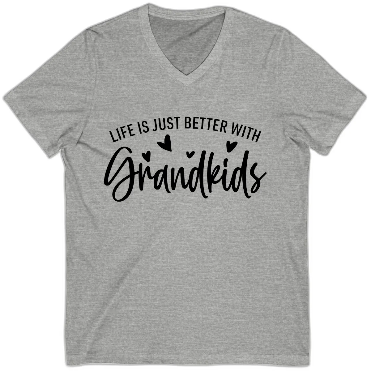 Life Is Just Better With Grandkids Typography V-Neck in Athletic Heather