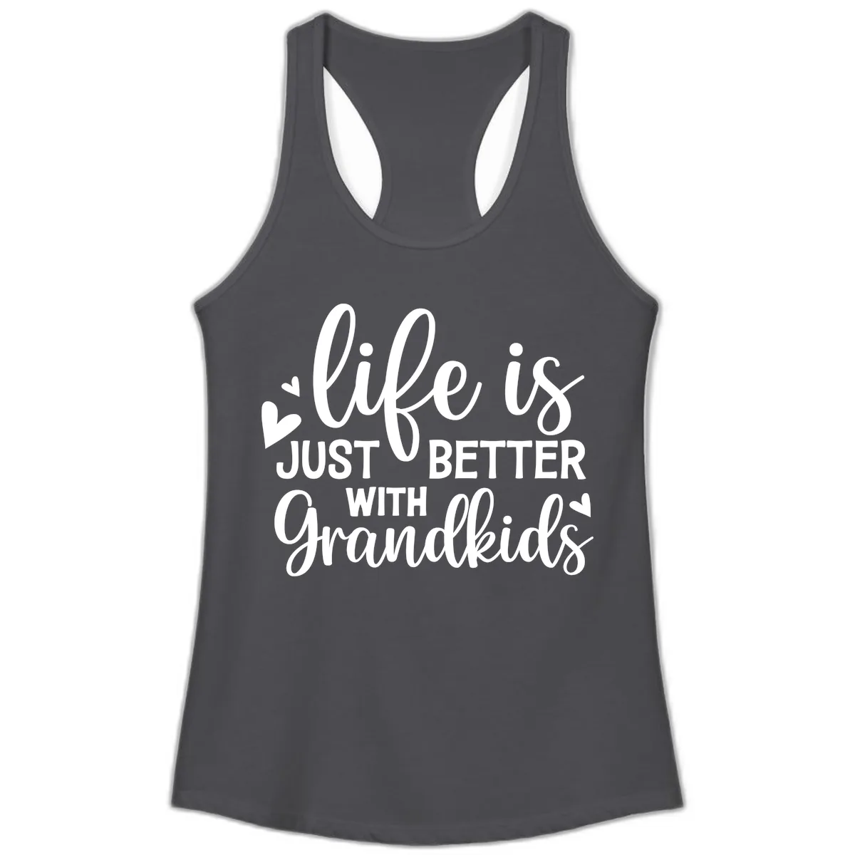 Life Is Just Better With Grandkids Ladies Tank in Solid Dark Gray