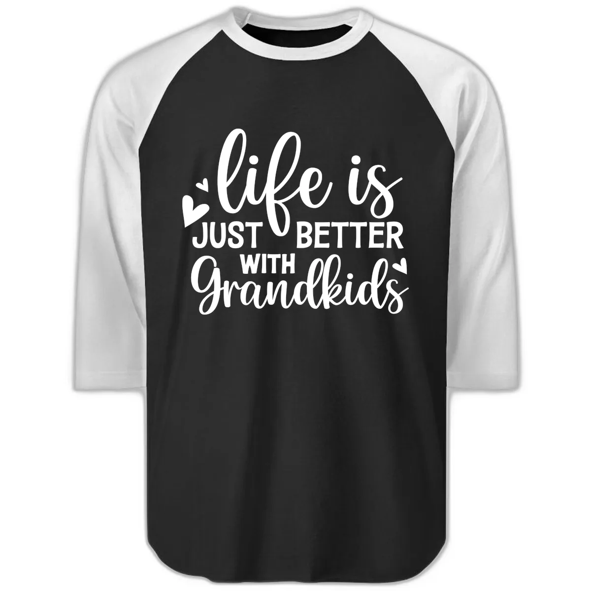 Life Is Just Better With Grandkids Raglan 3/4 in Black White