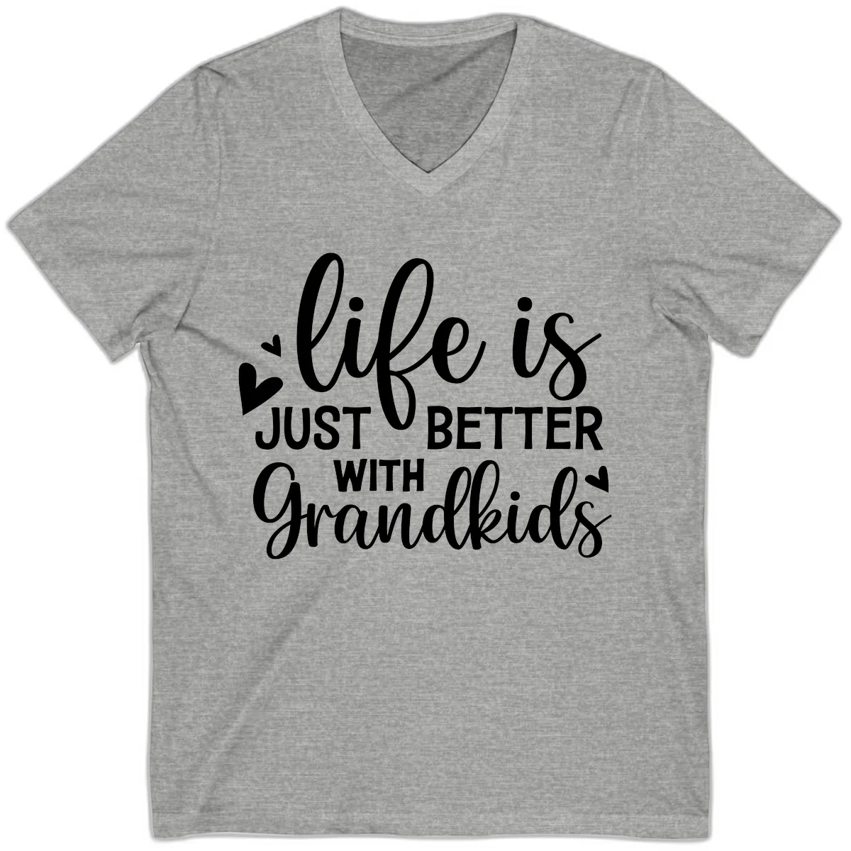 Life Is Just Better With Grandkids V-Neck in Athletic Heather