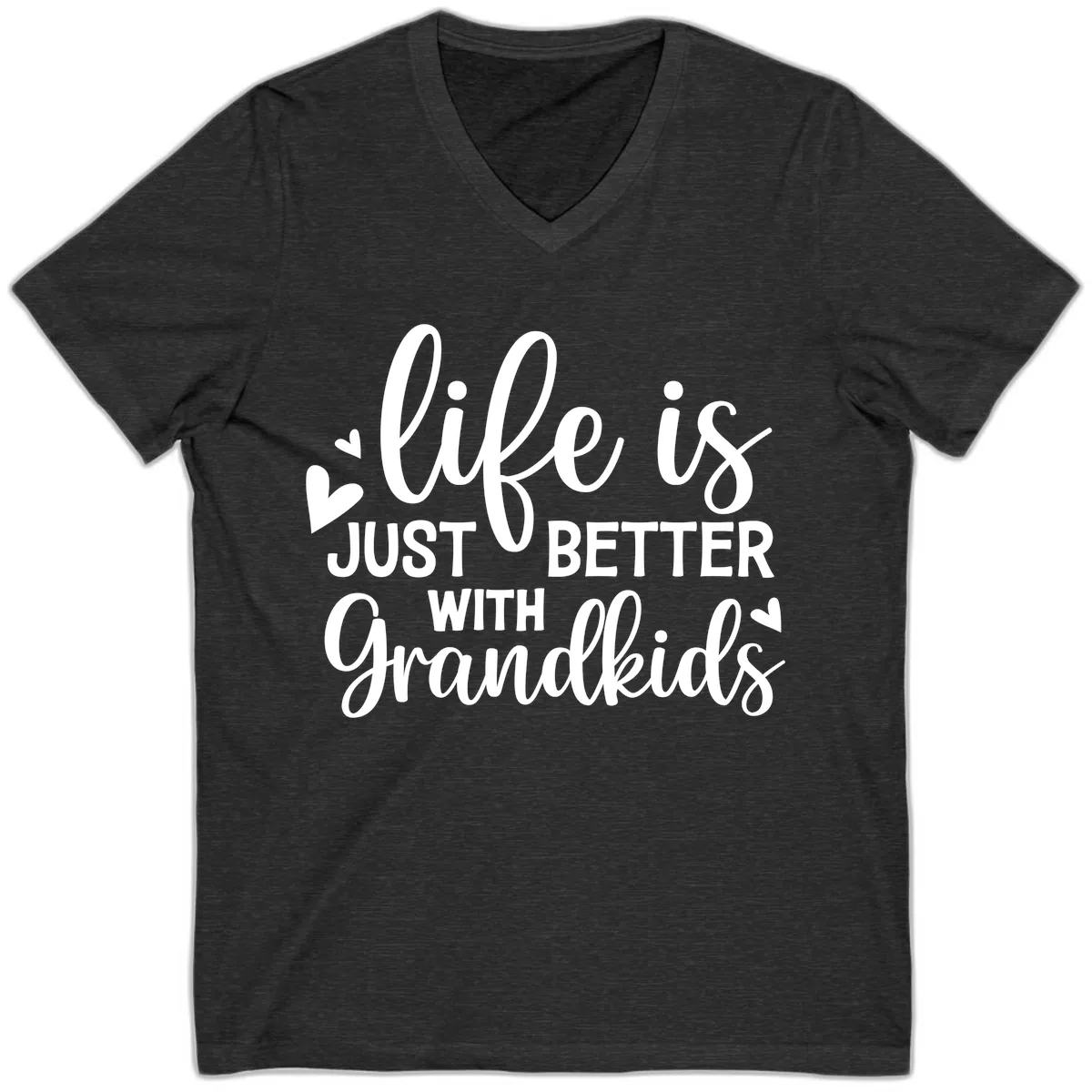 Life Is Just Better With Grandkids V-Neck in Dark Grey Heather