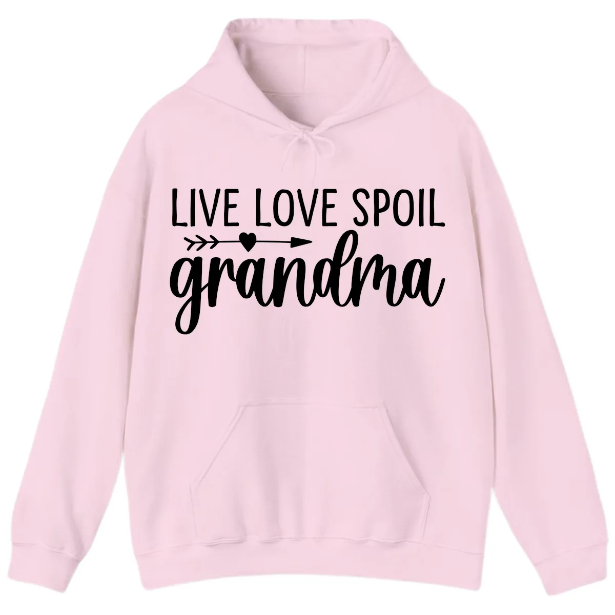 Live Love Spoil Grandma Design Hoodie in Light Pink