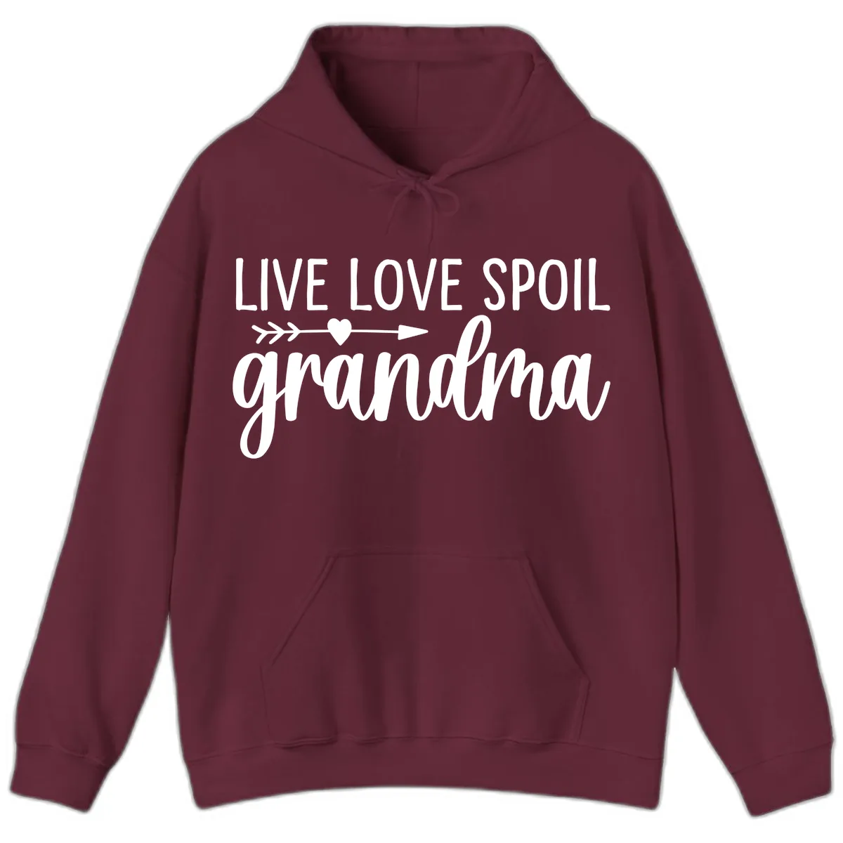 Live Love Spoil Grandma Design Hoodie in Maroon