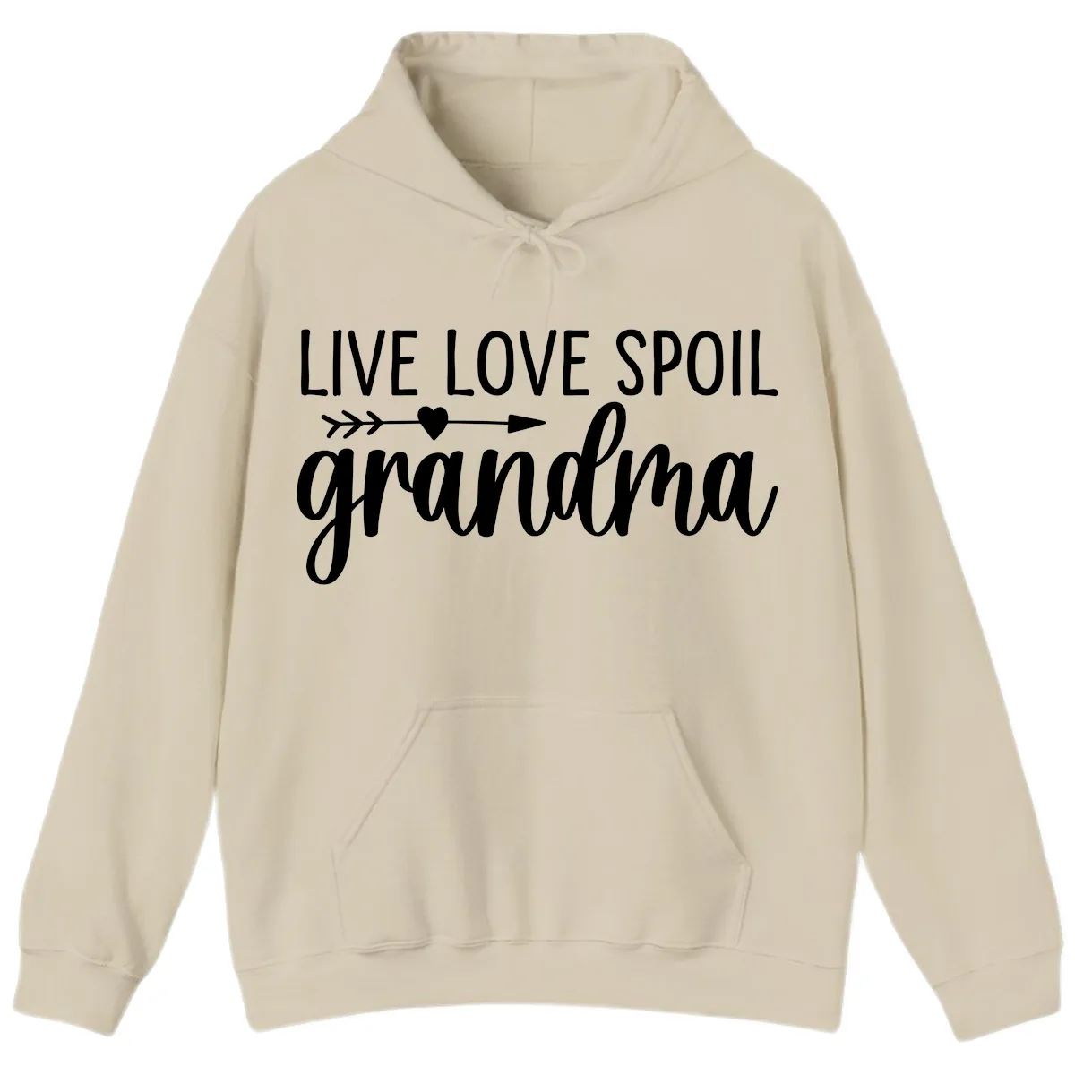Live Love Spoil Grandma Design Hoodie in Sand