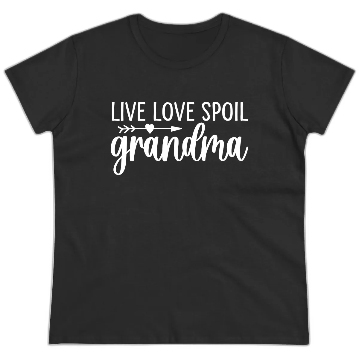Live Love Spoil Grandma Design Ladies Tee in Black