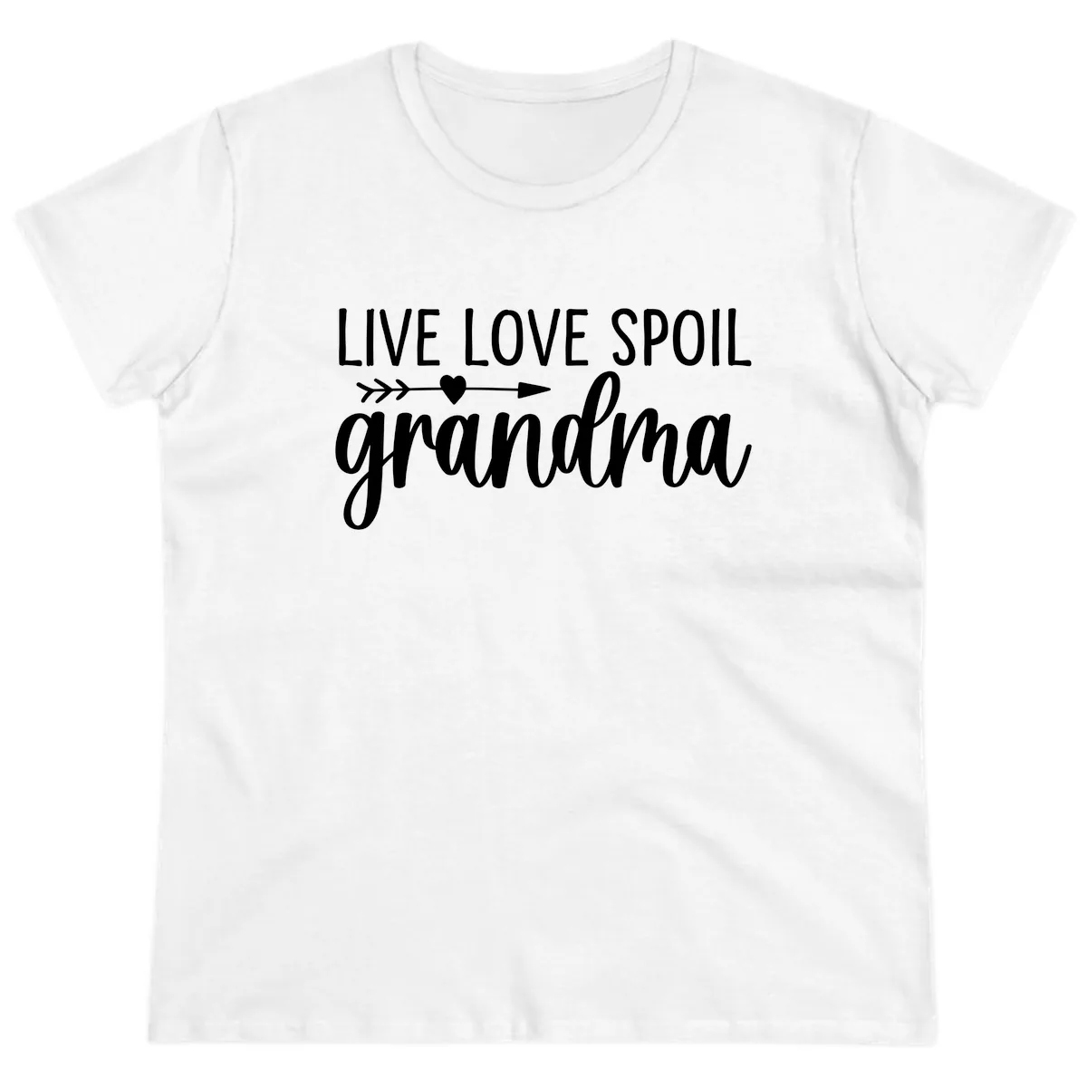 Live Love Spoil Grandma Design Ladies Tee in White