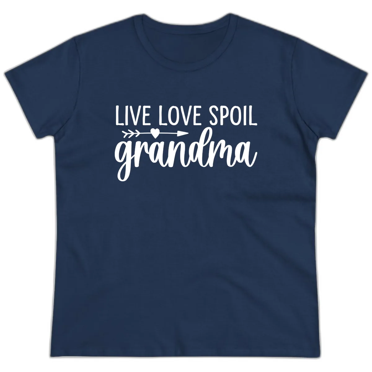 Live Love Spoil Grandma Design Ladies Tee in Navy