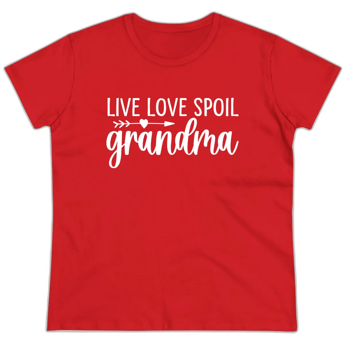 Live Love Spoil Grandma Design Ladies Tee in Red