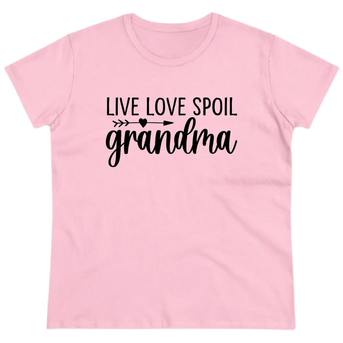 Live Love Spoil Grandma Design Ladies Tee in Light Pink
