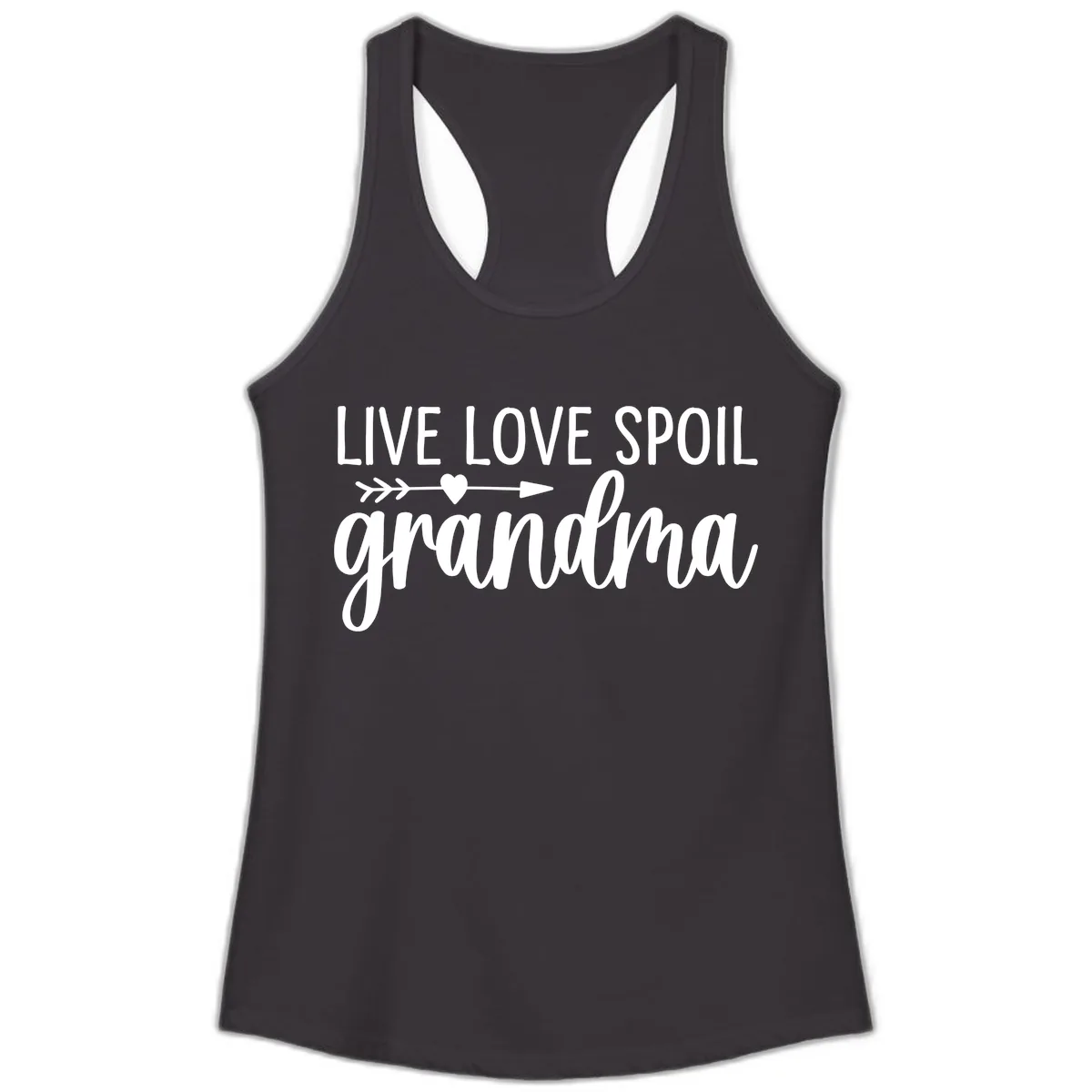 Live Love Spoil Grandma Design Ladies Tank in Black