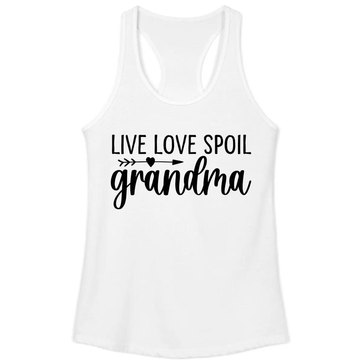 Live Love Spoil Grandma Design Ladies Tank in White
