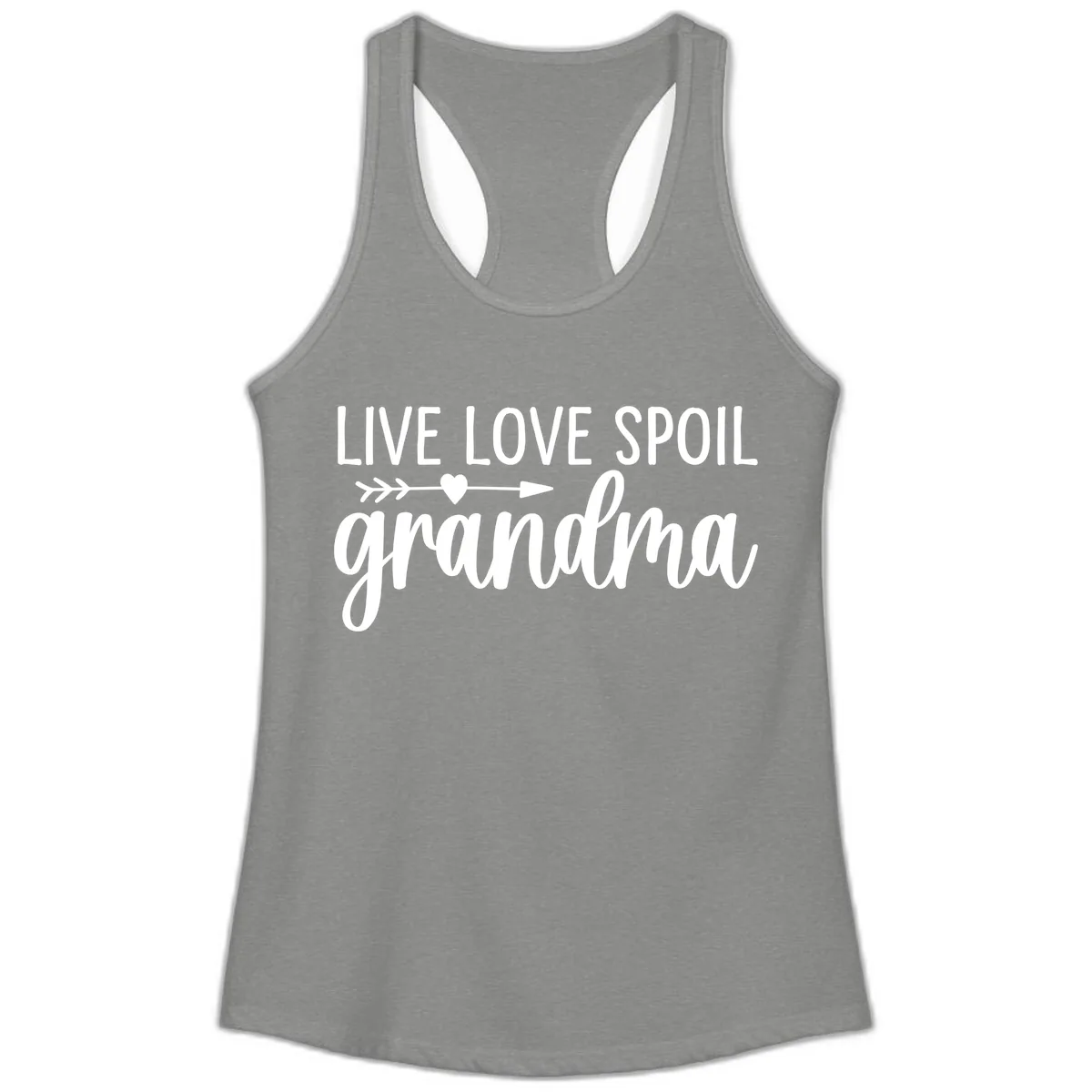 Live Love Spoil Grandma Design Ladies Tank in Heather Grey