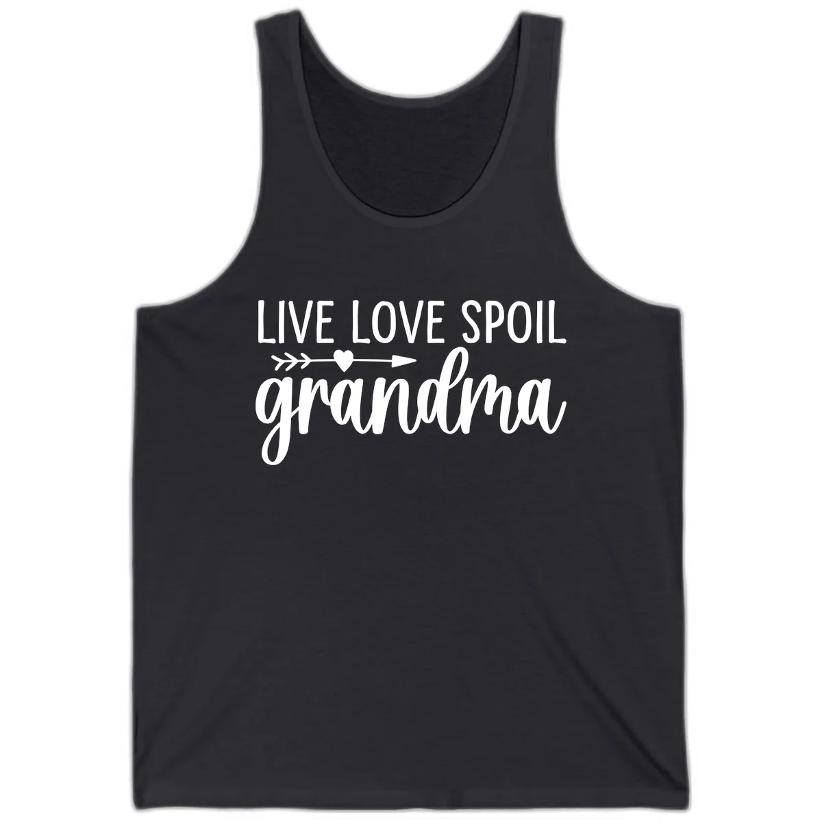 Live Love Spoil Grandma Design Tank in Dark Grey