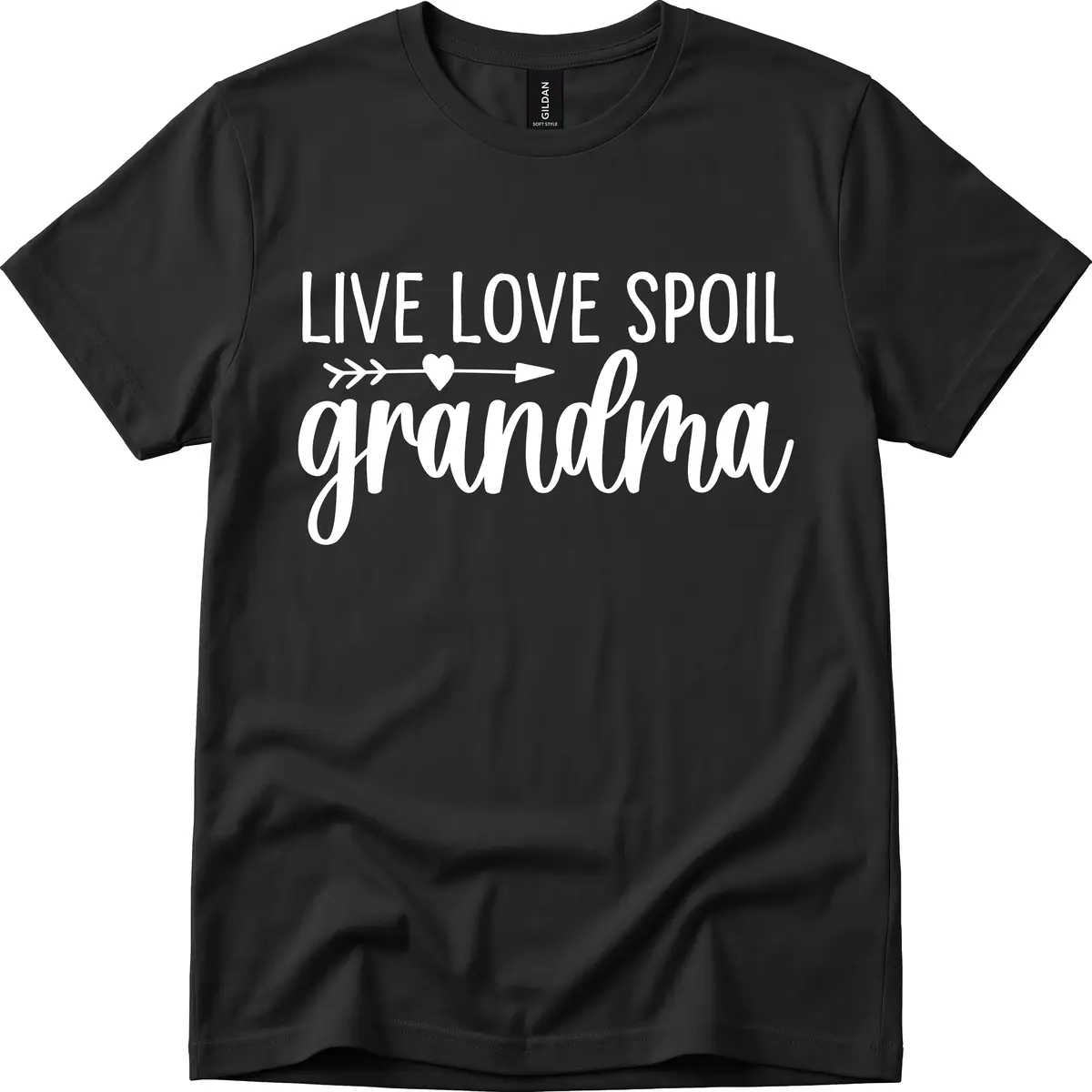 Live Love Spoil Grandma Design T-Shirt in Black