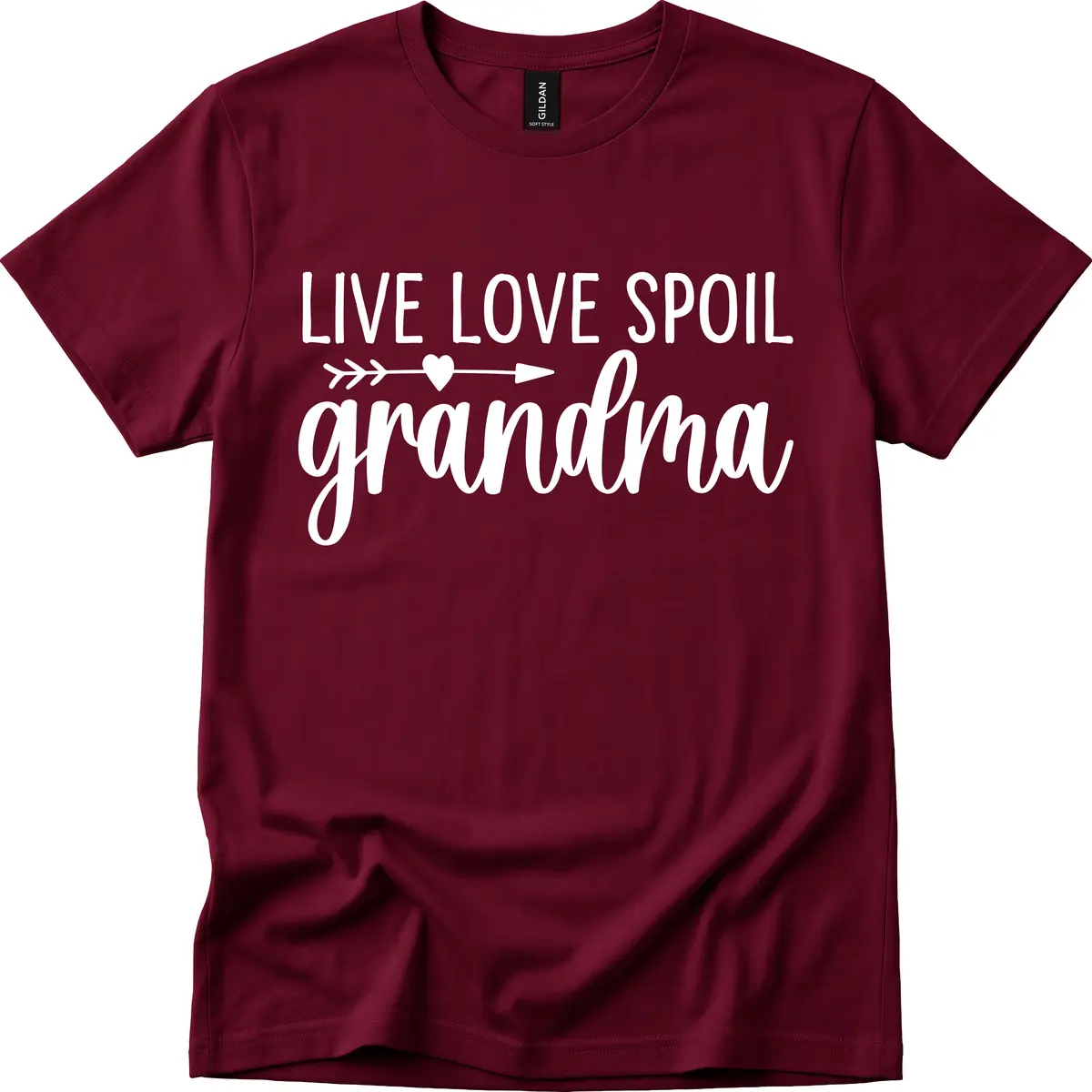 Live Love Spoil Grandma Design T-Shirt in Maroon