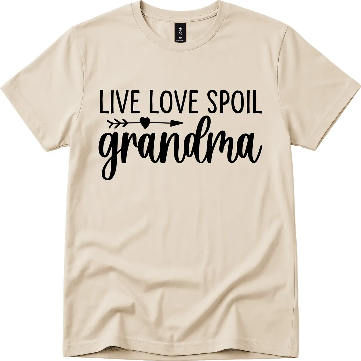 Live Love Spoil Grandma Design T-Shirt in Sand