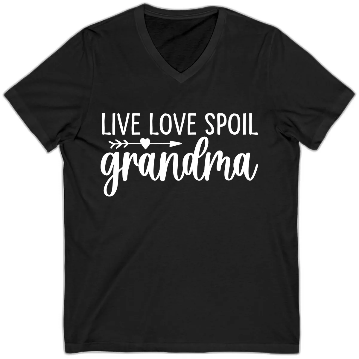 Live Love Spoil Grandma Design V-Neck in Black