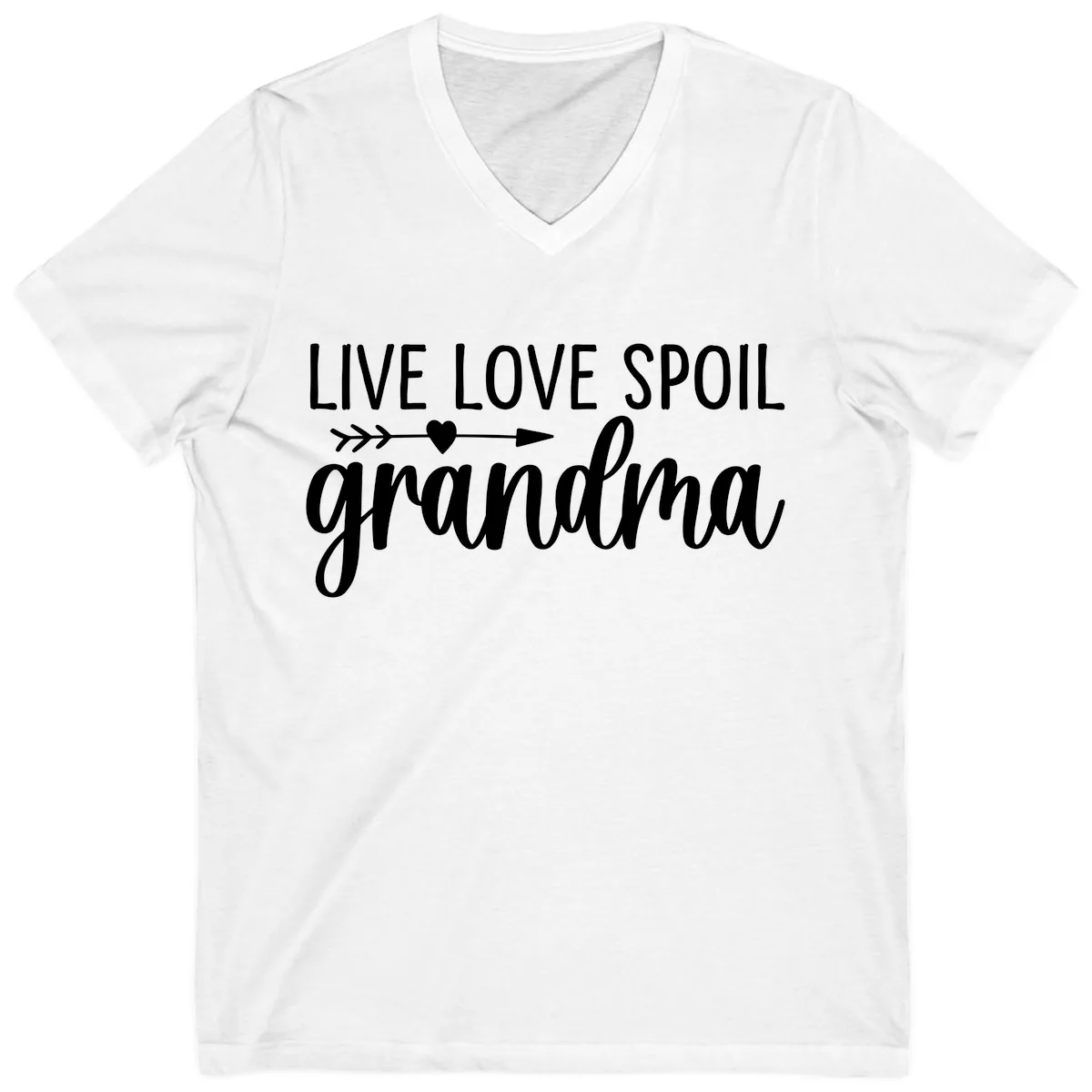 Live Love Spoil Grandma Design V-Neck in White