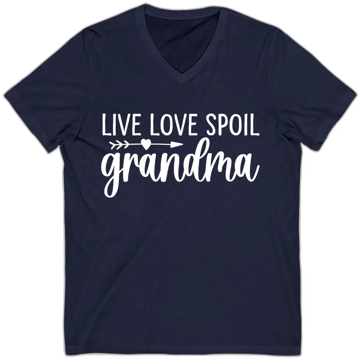 Live Love Spoil Grandma Design V-Neck in Navy