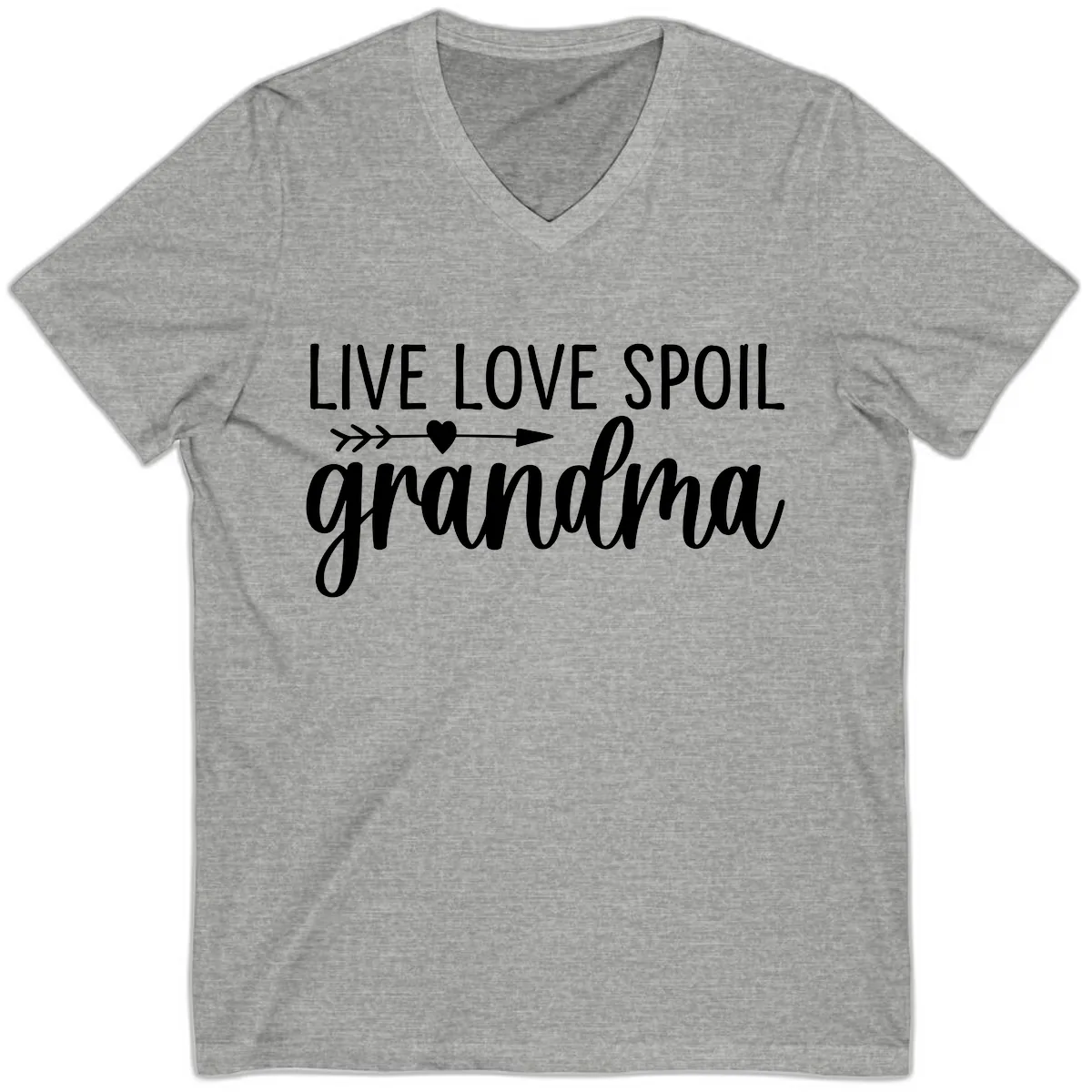 Live Love Spoil Grandma Design V-Neck in Athletic Heather