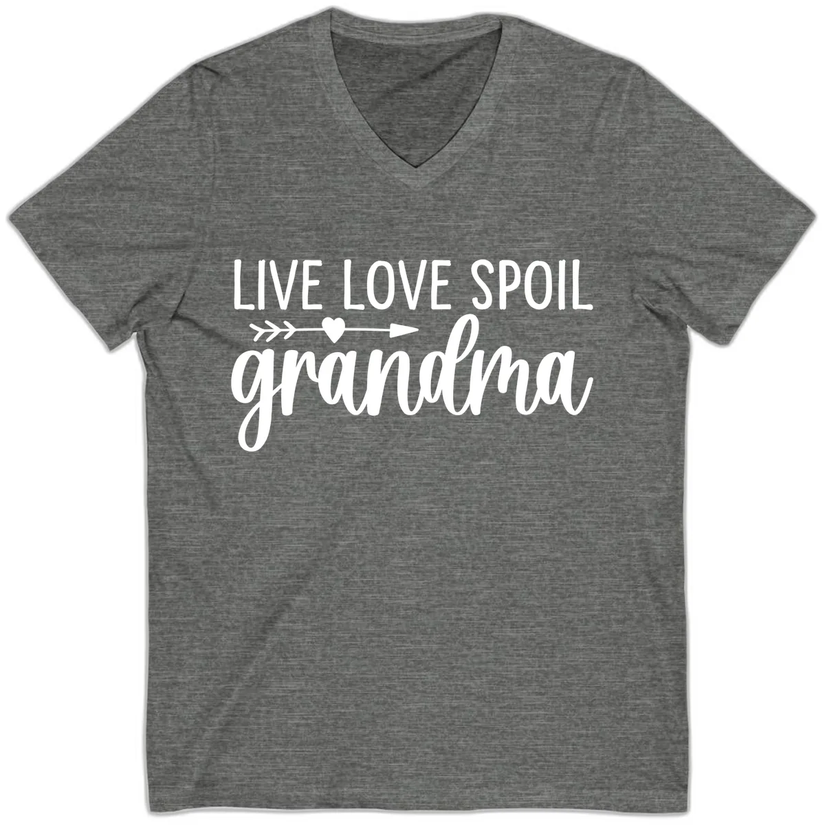 Live Love Spoil Grandma Design V-Neck in Deep Heather