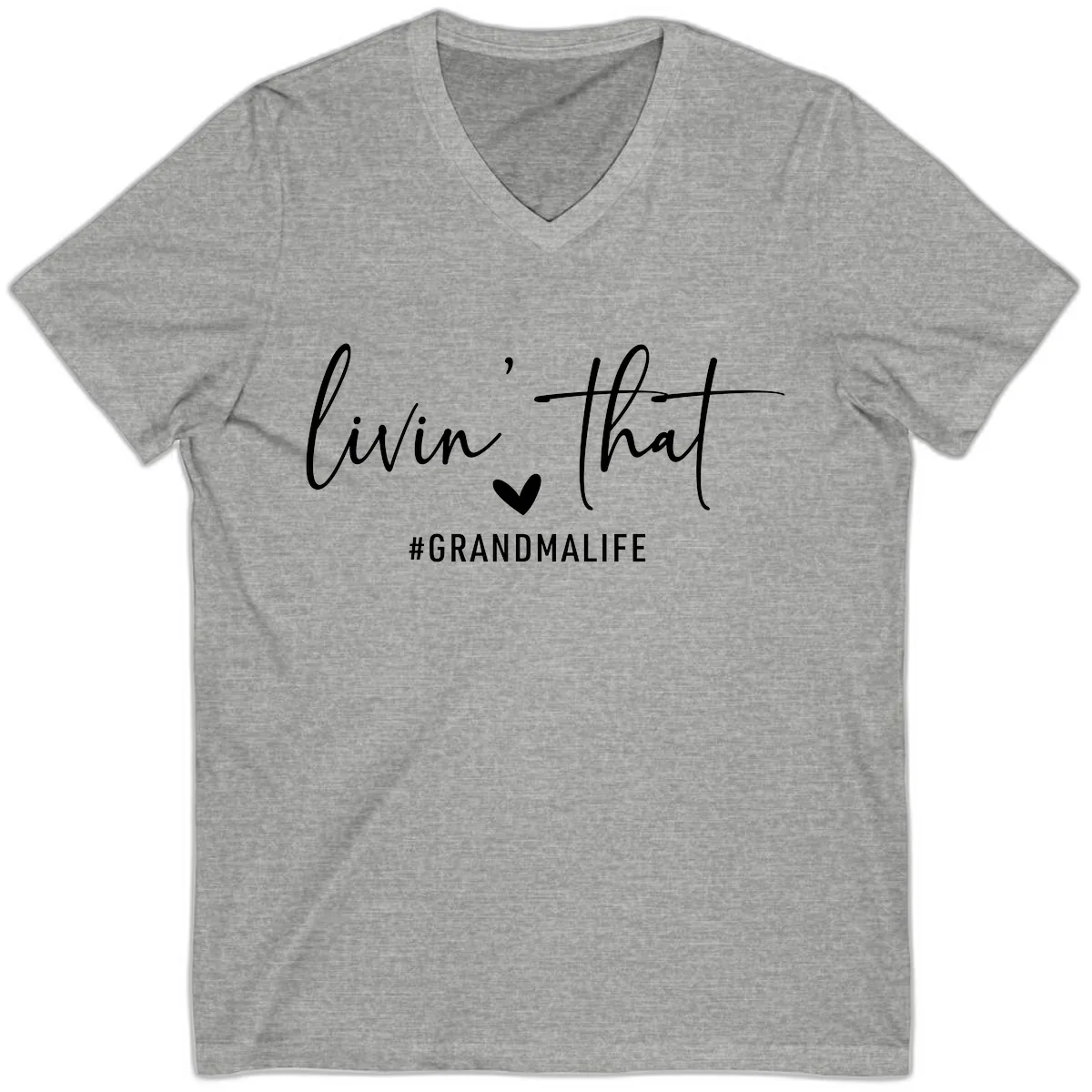 Livin' That Grandma Life V-Neck in Athletic Heather