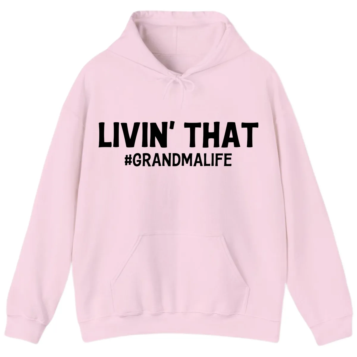 Livin' That Grandma Life Typography Hoodie in Light Pink