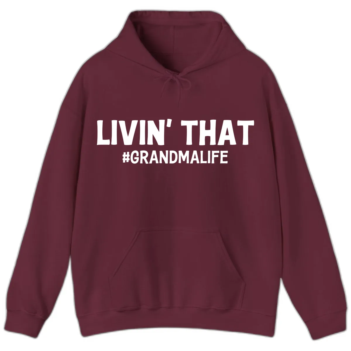 Livin' That Grandma Life Typography Hoodie in Maroon