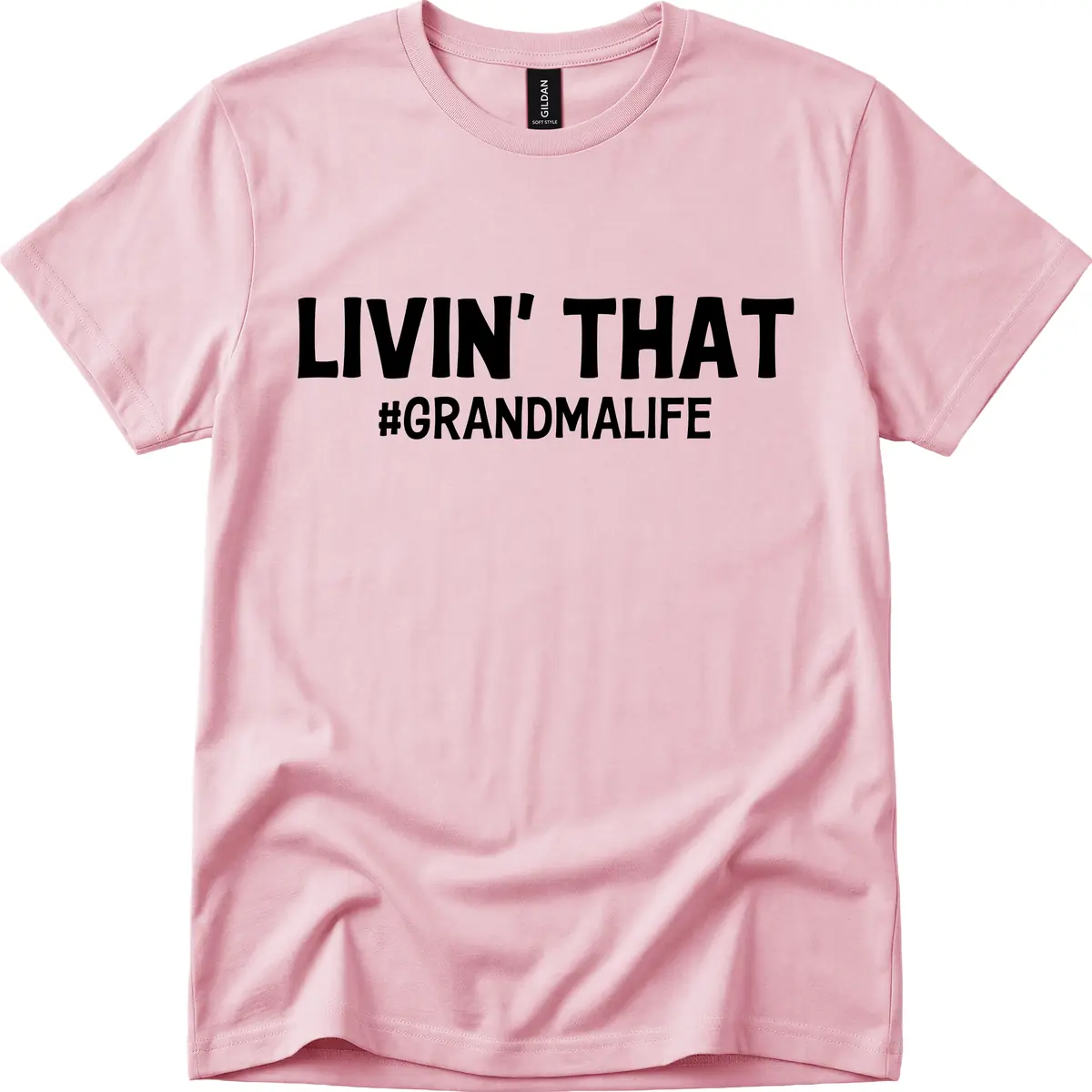 Livin' That Grandma Life Typography T-Shirt in Light Pink