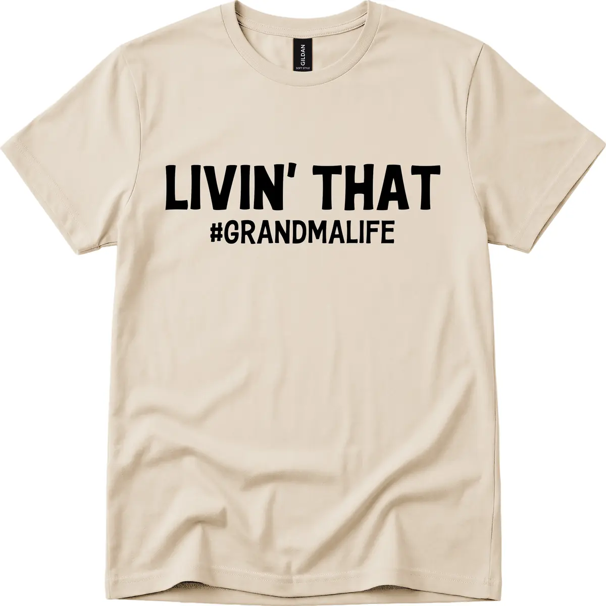 Livin' That Grandma Life Typography T-Shirt in Sand