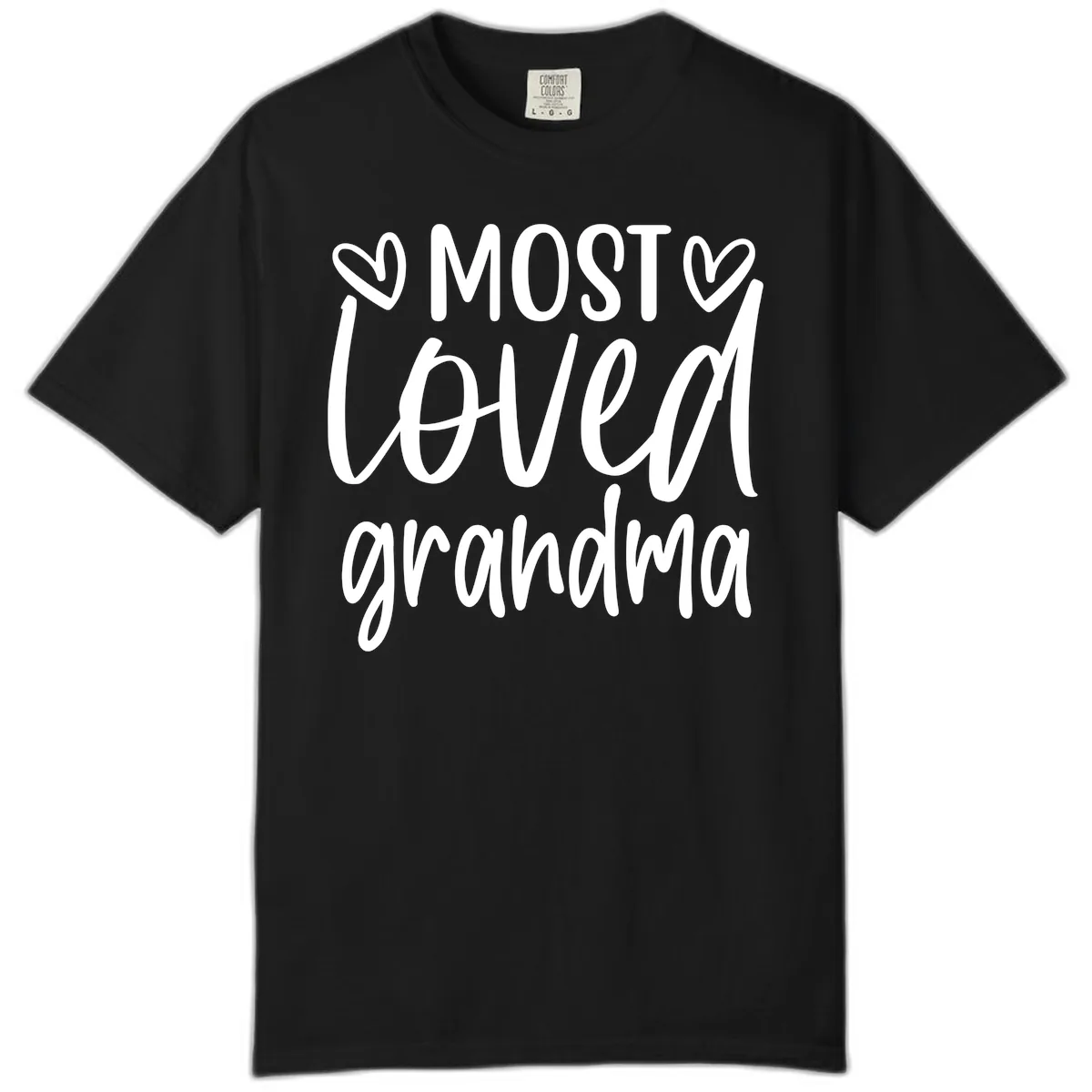 Most Loved Grandma Typography Design Comfort Color in Black