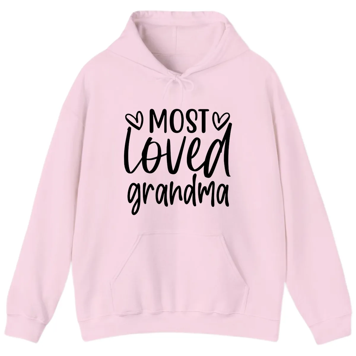 Most Loved Grandma Typography Design Hoodie in Light Pink