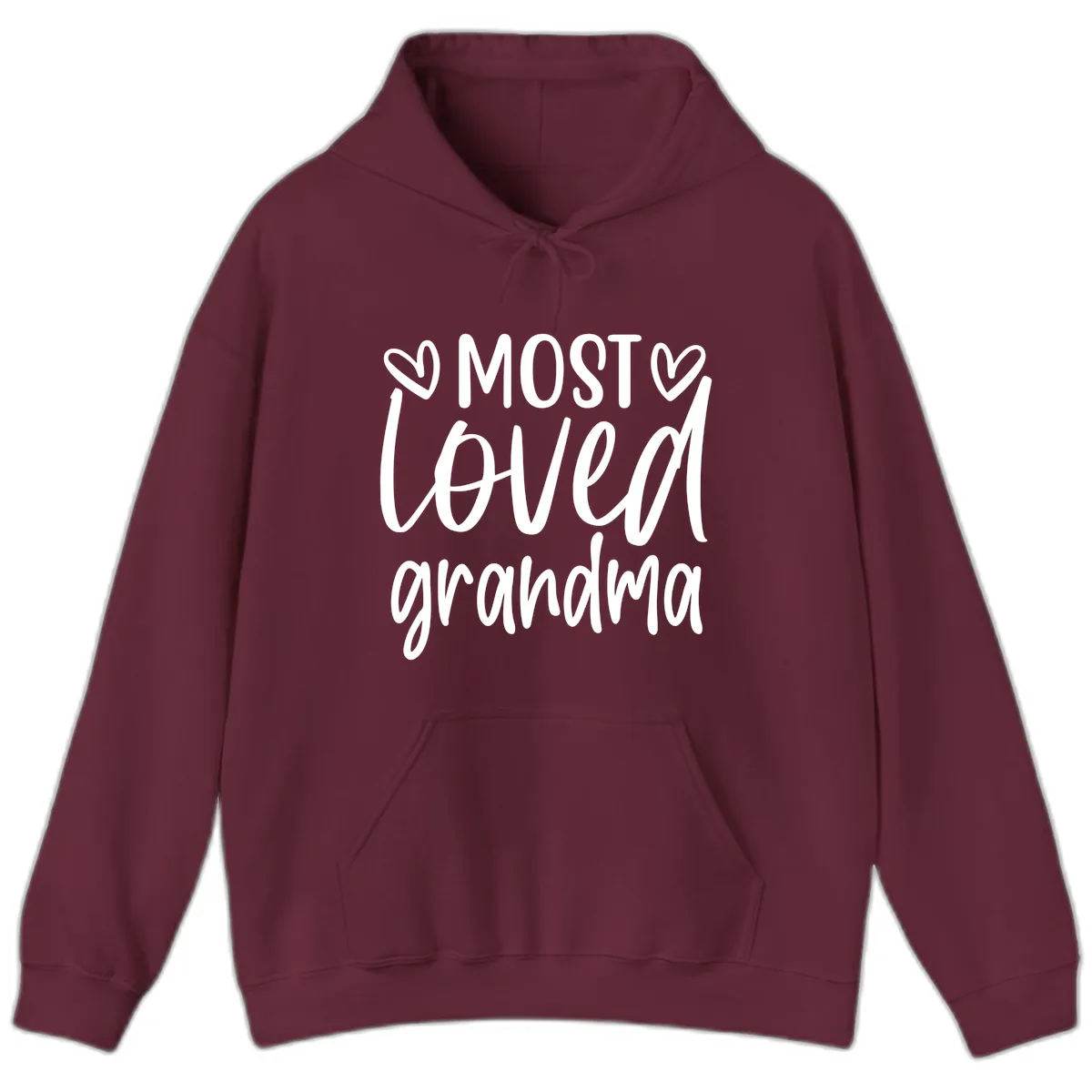 Most Loved Grandma Typography Design Hoodie in Maroon
