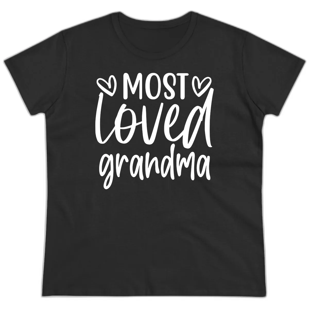Most Loved Grandma Typography Design Ladies Tee in Black