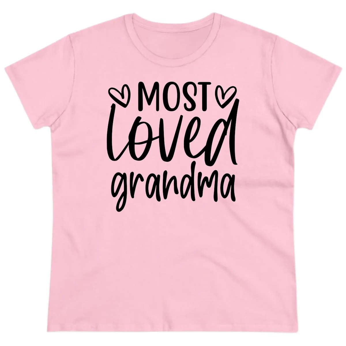 Most Loved Grandma Typography Design Ladies Tee in Light Pink