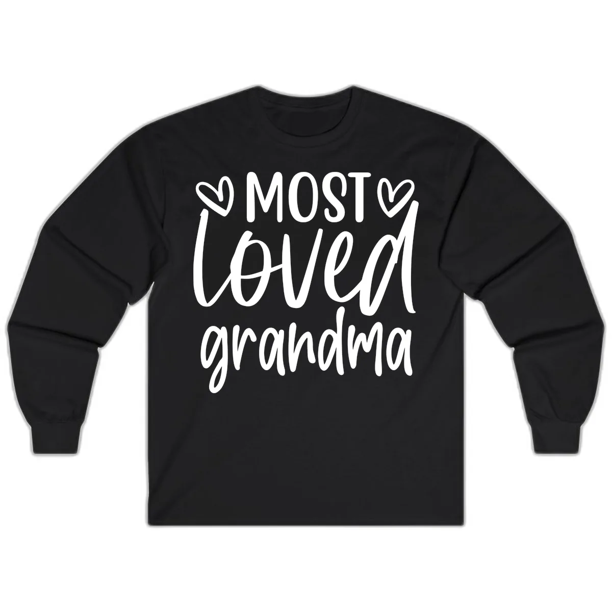 Most Loved Grandma Typography Design Long Sleeve in Black
