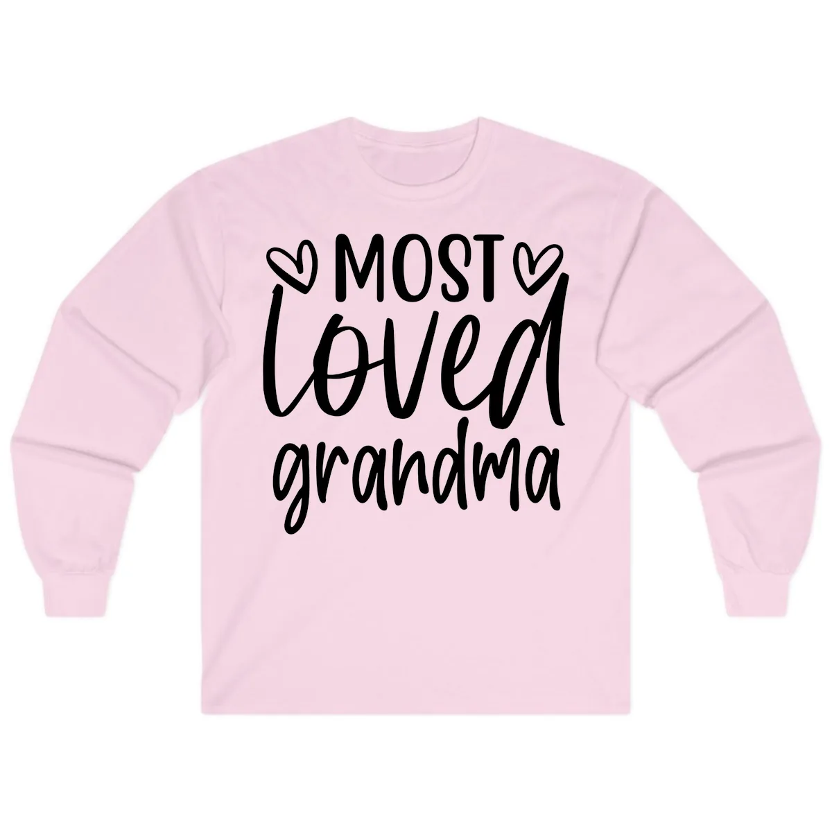 Most Loved Grandma Typography Design Long Sleeve in Light Pink