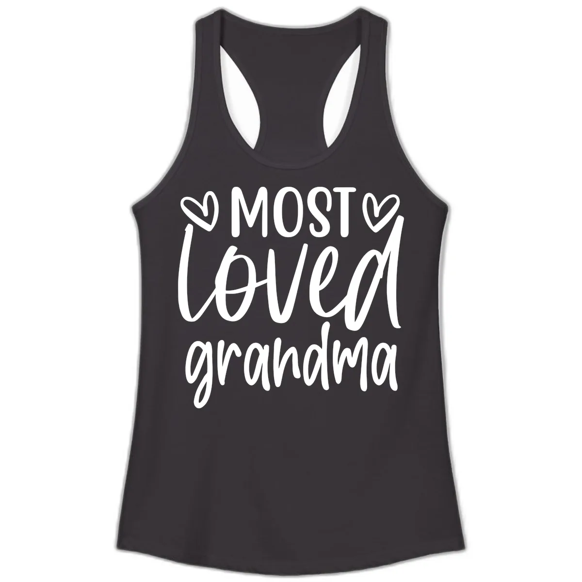 Most Loved Grandma Typography Design Ladies Tank in Black